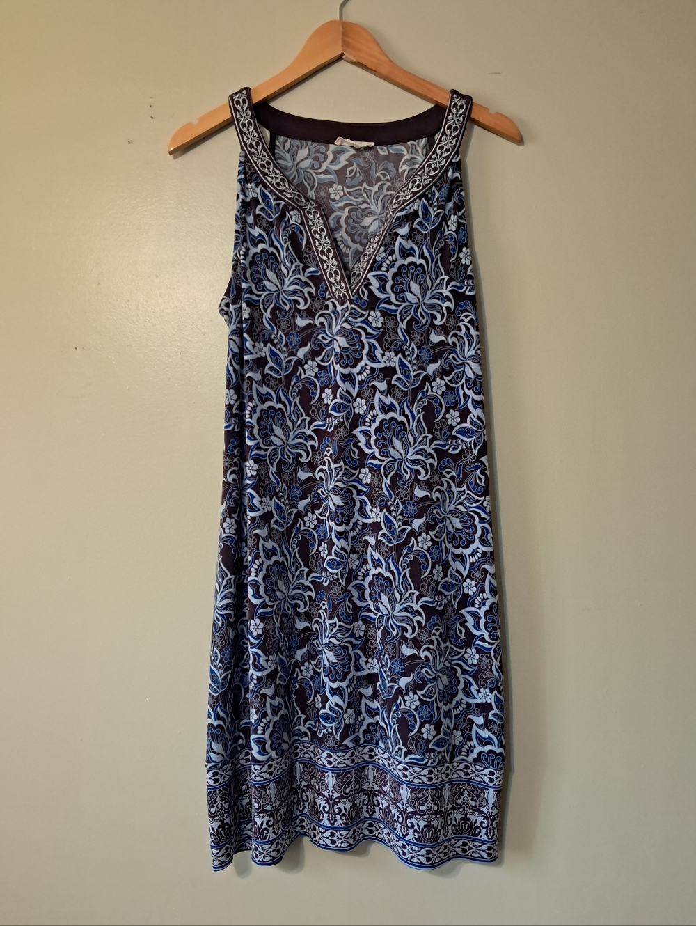 Magnolia Grace Purple and Blue Paisley V-Neck Dress